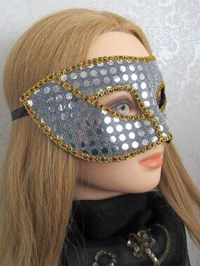 FESTIVAL MASK, SILVER & GOLD BLING, MASKED BALL, COSTUME PARTY, MARDI GRAS